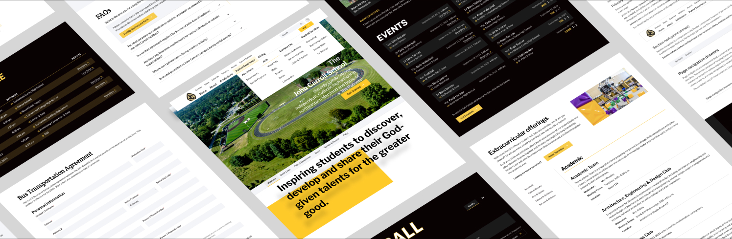 Masony grid of screens from the John Carroll website.